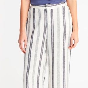 High-Rise Linen-Blend Wide-Leg Cropped Pants